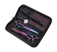 Oumefar 3 Pieces Stainless Steel Pet Trimmer Kit Professional Dog Grooming Scissors Set Thinning Shears with Comb for Dogs Cats(Multicolor)