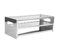 Oumefar 304 Stainless Steel Punch Plate Test Tube Rack 40 Holes Large Capacity Test Tube Holder Double Layer Design for Laboratory Science Experiments (18.5 * 40mm)