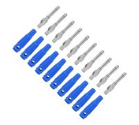 Oumefar 4mm Stackable Male Banana Plugs with Soft Sleeve Screw Tight for Speaker, TV, Computer 10Pcs High Bearing Copper 1000V 32A Red PVC Insulation (Blue)