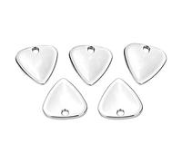 Oumefar 5 Pcs Metal Pick Plectrum for Guitar ,3cm Teardrop Plectrum Musical Instruments Accessory for Electric Guitar and Bass with a Chain (Silver)