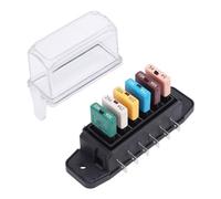 Oumefar 6 Way ATC ATO Marine fusing Block, 5A-30A 28VDC Resettable Current with Cover, Bus Bar for Boat RV Truck Electrical Systems