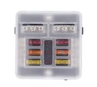 Oumefar 6 Way Block with LED Indicator for Automobile, Insulated Vane/Wing Box for Car Boat RV, Plated Copper Terminals, 12V-24V DC