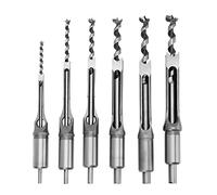 Oumefar 6Pcs Square Hole Saw Drill Bit, High Hardness Steel Drill Bit for Mortising, Chisel Woodworking Tool, Great Accessory for Construction