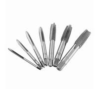 Oumefar 7pcs Thread Tap Set, Taps Bits, Tap Wrench Tool Set, Steel Tapping Tool M3 M4 M5 M6 M8 M10, with High Hardness Bearing Steel, for Wood Plastic Aluminum Materials
