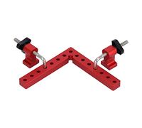 Oumefar 90° Heavy Duty Positioning Square Right Angle Splice Clamps Set for Woodworking Projects, 2 Sets for Boxes, Picture Frames - Red Aluminum Alloy (160mm)