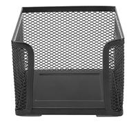 Oumefar Black Memo Box, Metal Mesh Memo Block Office Business Sticky Note Box Desk Shelf Card Holder Case Stand Organizer