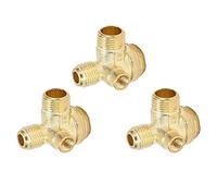 Oumefar Brass 3 Way Check Valve for Air Compressor Thread Central Pneumatic Accessory 8mm 16mm 14mm, High Strength, Easy Installation, 3Pcs Set for Preventing Backflow of Compressed Air