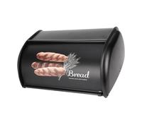 Oumefar Bread Bin Stainless Steel Large Capacity Rolling Top Lid Bread Box Bread Holder for Home for Pastry for Biscuit (black)