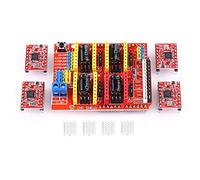 Oumefar CNC Shield V3 Extension Board with 4PCS A4988 Stepper Motor Driver Heat Sink Compatible with GRBL 0.8 for 3D Printer Engraving Machine CNC Milling DIY Robotics DC 12V to 36V