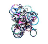 Oumefar Colorful Metal Swivel Clasps Key Ring Clips,Lobster Clasp Key Ring Lanyard Snap Hook Colorful Iron Key Chain Clips DIY Bag Purse Jewelry Supplies 9pcs