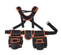 Oumefar Electrician Tool Belt with Suspenders, Water Proof Adjustable Waist Organizer, Multi Pocket Heavy Duty Tool Organizer for Repairman Electrician Carpenter Mechanic