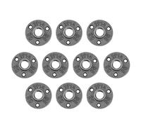 Oumefar Floor Flange, 10pcs Malleable Iron Black Retro Design BSP Threaded Fitting Pipe Antique Wall Flange for Industrial Furniture Shelving Curtain Rails Hangers(DN20 3/4inch)