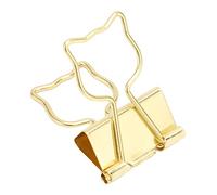 Oumefar Gold Clips, Cat Holder, Metal Binder Clips, Foldback Clips, Mini Paper Clips Pure Color 100pcs Strong Clamping Force Metal Iron Cat Shape for Clssification(Gold)