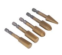 Oumefar High Performance 5Pcs File Burr Grinding Bit Set for Plastic Stone, Efficient Carving Tool for Resin Porcelain, Gold High Speed Steel Material