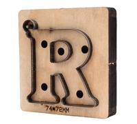 Oumefar Leather Cutting Die R Letter Shaped Metal Cut Mold Punching Crafting Tool 74x72mm Alloy Steel Birch Wood Leather Crafting Tool for Leatherworkers Enthusiasts