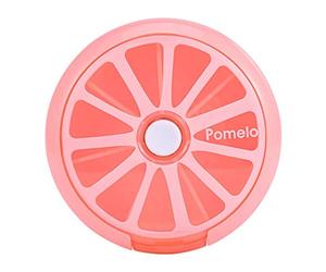 Oumefar Light Pillbox Mini Pill Container Medicine Box Vitamin Case Storage Creative Portable Mini 7 Day Weekly Circular Shape Rotary Cute Fruit Style Pill Storage with a Lemon Pattern for Home