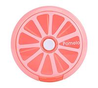 Oumefar Light Pillbox Mini Pill Container Medicine Box Vitamin Case Storage Creative Portable Mini 7 Day Weekly Circular Shape Rotary Cute Fruit Style Pill Storage with a Lemon Pattern for Home