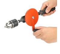 Oumefar Manual Hand Drill with Double Pinions for Woodworking, Portable Mini Hand Crank Drill for Soft Metals, Perfect for DIY Enthusiasts and Craftsmen (3/8 inch)