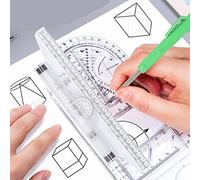 Oumefar Measuring Rolling Ruler 30cm, Versatile Drawing Tool for Arc, Parallel Lines and Curves for Artists and Students, Transparent Plastic, 1 Unit