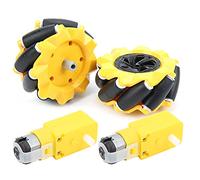 Oumefar Mecanum Wheel, Smart Robot Car Parts, TT Gear Motor Component, 80mm Yellow and Black Rubber