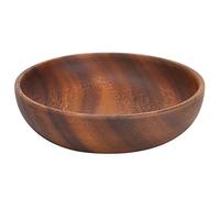 Oumefar Natural Wooden Bowl, Round Dark Food Serving Dish Salad Soup Bowl, Noodles Rice Plate Meal Fruit Vegetables Dish for Home Restaurant Coffee Shop Use(17 5 * 4cm)