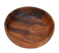 Oumefar Natural Wooden Bowl Round Dark Food Serving Dish Soup Bowl Salad Noodles Rice Plate Meal Fruit Vegetable Dish for Home Restaurant Coffee use