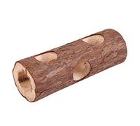 Oumefar Natural Wooden Hamster Tunnel Exercise Tube Chew Toy Forest Hollow Tree Trunk Tunnel Tube Toy for Small Animals(L)