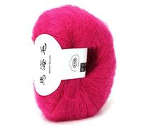Oumefar Popular Soft Mohair Wool Knitting Yarn Angora Long Wool Yarn Hot With a Crochet for Knitting DIY Crochet (14 Rose Red)