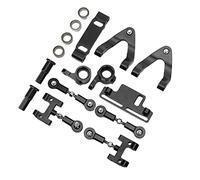 Oumefar RC Car Aluminium Accessories Set for WPL D12 RC Car,RC Upper Lower Suspension Arm,Steering Cup,Hex Adapter Metal Accessories Set (Black)