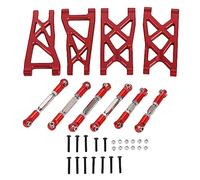 Oumefar RC Car Suspension Arms,Aluminum Front Rear Suspension Arms + Pull Rod Steering Servo Link Linkages Set for ARRMA Senton 1/10 RC Car (Red)