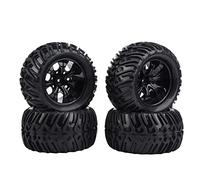 Oumefar RC Truck Car,4Pcs Y Shaped RC Car Tire Rubber Tires with Hubs for 1/10 Scale Truck,Suitable for HSP Redcat Exceed HPI RC Car (Black 7 Hole Outline)