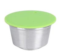 Oumefar Reusable Coffee Capsule Pods, Stainless Steel Basket with Silicone Lid, Refillable Coffee Capsule Cup for Dolce Gusto Coffee Maker, Green, 1.0 count