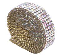 Oumefar Rhinestone Trim Applique Ribbon Hot-Fix Crystal Chain Trim Crystal Ribbon 5 Rows for Garment Accessories Decoration(AB Color)