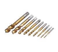 Oumefar Spiral Flute Tap Set Durable and Resistant for Hardware M2-M12, Ti Coated HSS Screw Thread Tapping Hand Tool for DIY Enthusiasts and Professionals, 9 Sizes