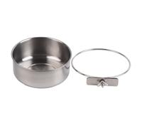 Oumefar Stainless Steel Bird Cage Feeder Parrot Food Water Feeding Bowl Bird Parrot Feeding Cups with Clamp for Small Animal(L) Bird feeding supplies, bird feeding supplies