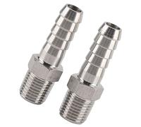 Oumefar Stainless Steel BSPT Male Thread Quick Coupling Connector for Pneumatic Equipment 1/4in Barb Joint 6mm 2PCS for Air Pipe Connection (BSPT1/4-10mm)