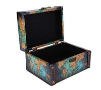 Oumefar Treasure Box, Vintage Wooden Storage Box, Jewellery Trinket Organizer Display Box for Jewellery Boxes and Display Cases (2208A-06-Green Map)