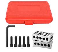 Oumefar Ultra Accuracy 1-2-3 Block, Matched Pair Precision Ground Tool Steel for Milling Machine, with Screw Wrench Box for Setup Layout Inspection