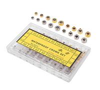 Oumefar Watch Crown Spare Parts Durable Stainless Steel Repairing Replacement Kit for Watch Enthusiasts with 140PCS in Storage Box for Home and Work