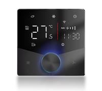 Oumefar WiFi Central AC Thermostat Slim Control Panel Energy Saving Smart Air Conditioner Thermostat for Home Wall Mount Installation (Black)