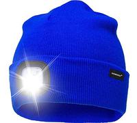 Oumeiou New Warm Bright LED Lighted Beanie Cap Unisex Rechargeable Headlamp Hat Multi-color (Blue)