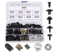Oumers 80Pcs Car Interior Nut Clip and Bolt Screws, Car Body Mudguard Screws Engine Undertray Screw Heat Shield Clip U Spring Clips Automotive Hex Head Self Tapping Screw Fasteners and Repair Parts