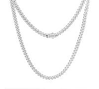 OUMI Miami Cuban Chain Necklace for Men/Women,316L Stainless Steel 5/7MM Width 18" 20" 22" 24" Length Double Safety Clasp Hip Hop Jewely,Come Gift Box (Silver)…