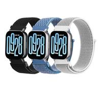 Oumida 3 Pieces Strap for Xiaomi Redmi Watch 5 Active/Redmi Watch 5 Lite Women Men, Adjustable Nylon Straps with Velcro, Breathable Sports Replacement Wristbands, Black / Blue / Grey, 140mm - 230mm