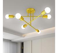 Oumida Chandelier Sputnik Ceiling Light, 6 Lights E27 Gold Modern Chandelier, Semi-Flush Mount Ceiling Lamp Vintage Ceiling Lighting for Living Room, Bedroom, Dining Room, Kitchen (Gold)