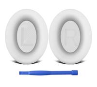 Oumida Ear Pads for Bose QC35 (QC35 ii) Replacement Ear Pads, Soft Sponge Leather Case, Genuine Protein Leather, Noise-Isolating Over-Ear Headphone Pads for Bose QC25, QC15 (White)