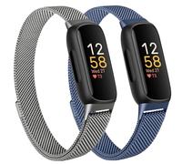 Oumida Mesh Metal Band Compatible with Fitbit Inspire 3 Band, Stainless Steel Adjustable Loop Strap Women Men Replacement Bands for Inspire 3 Health &-Fitness-Tracker, Space Grey+Navy Blue