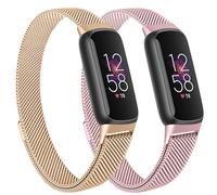 Oumida Mesh Metal Band Compatible with Fitbit Luxe Band, Stainless Steel Adjustable Loop Strap Women Men Replacement Bands for Luxe Health &-Fitness-Tracker, Rose Gold+Champagne Gold