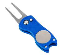 Oumida Metal Foldable Golf Divot Repair Tool with Pop-up Button, Magnetic Durable Lightweight Portable Golf Ball Marker Pitch Mark Red