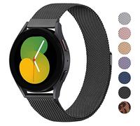 Oumida Metal Strap for Samsung Galaxy Watch 4/5 40mm 44mm/Watch 4 Classic 46mm 42mm/Watch 5 Pro 45mm Women Men, Stainless Steel Metal Replacement Band with Enhanced Magnet (Black)